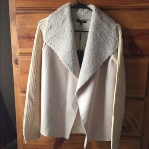 Women's suede/faux fur sweater